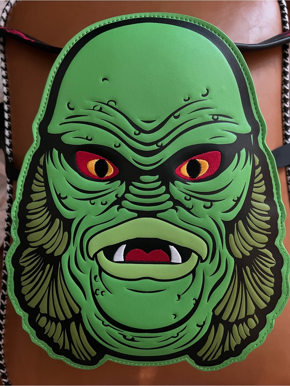 Green Creature Face Crossbody Bag